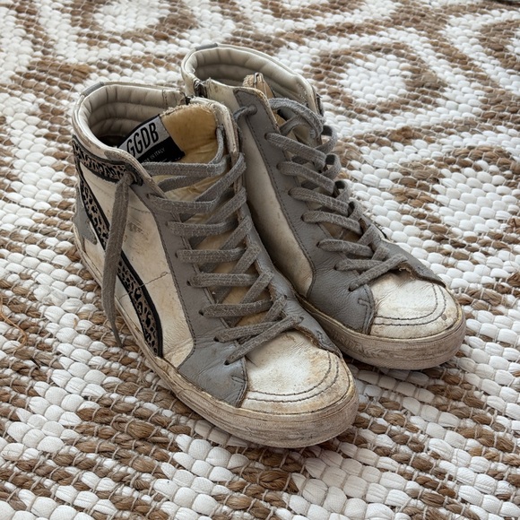 Golden Goose Gray and White High-Top Sneakers - Picture 1 of 7